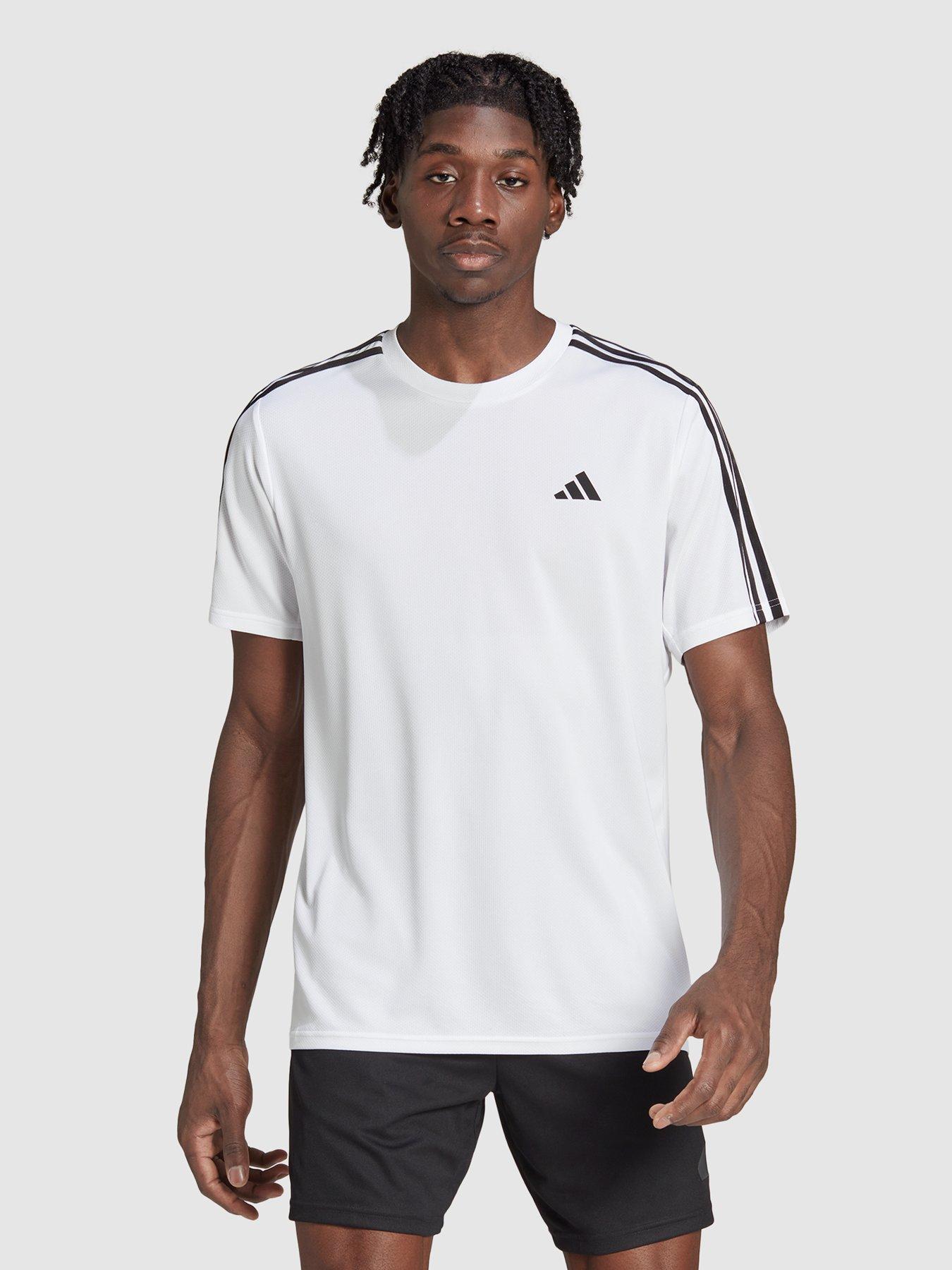 undefined Performance Train Essentials 3-Stripes Training T-Shirt - White