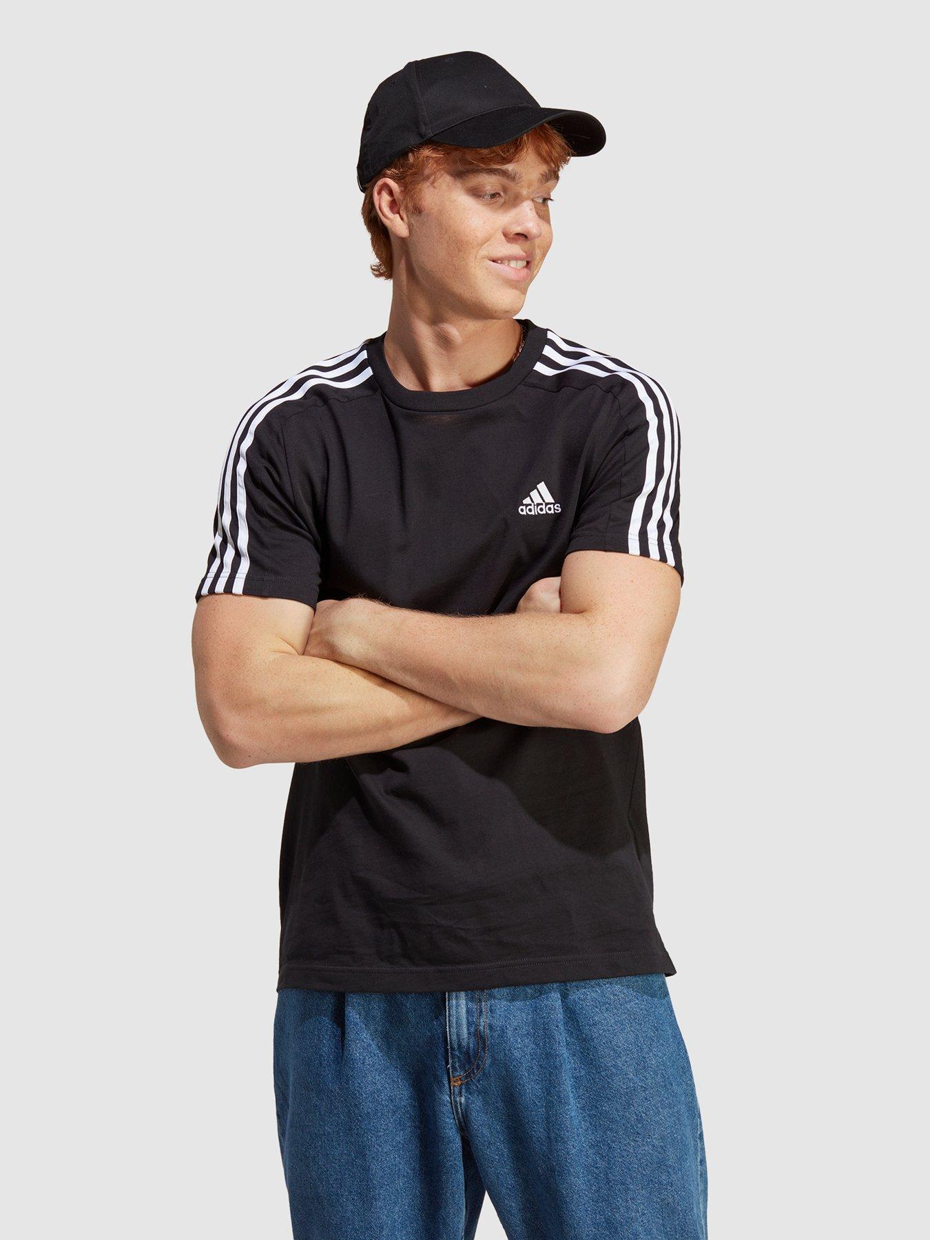 Adidas black and white best sale striped shirt