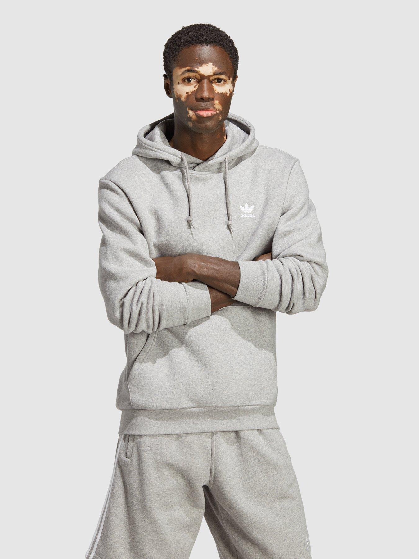 Adidas essentials store hoodie grey