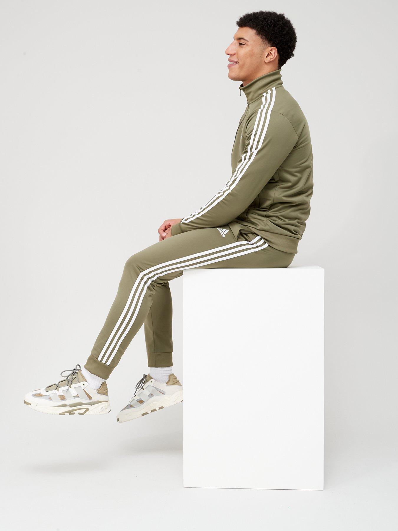  image of adidas-sportswear-basic-3-stripes-tricot-tracksuit-khaki