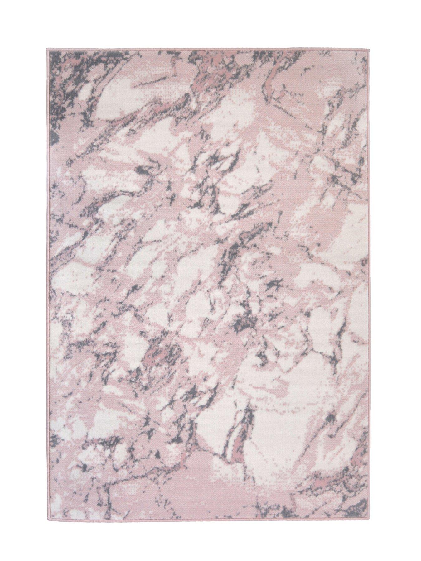 Maestro Marble Effect Rug Pink and Grey