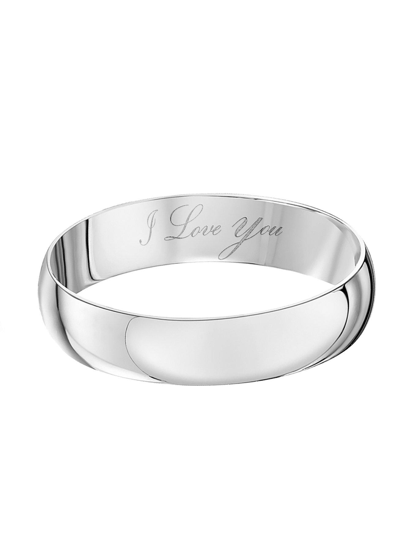 Image 3 of 5 of The Love Collection 9ct White Gold Personalised Band Ring 3m