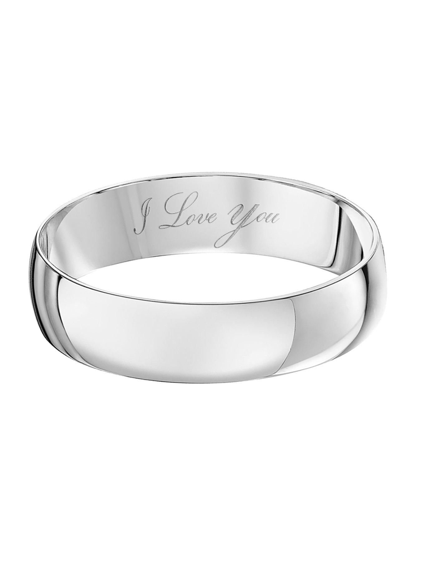  image of the-love-collection-9ct-white-gold-personalised-band-wedding