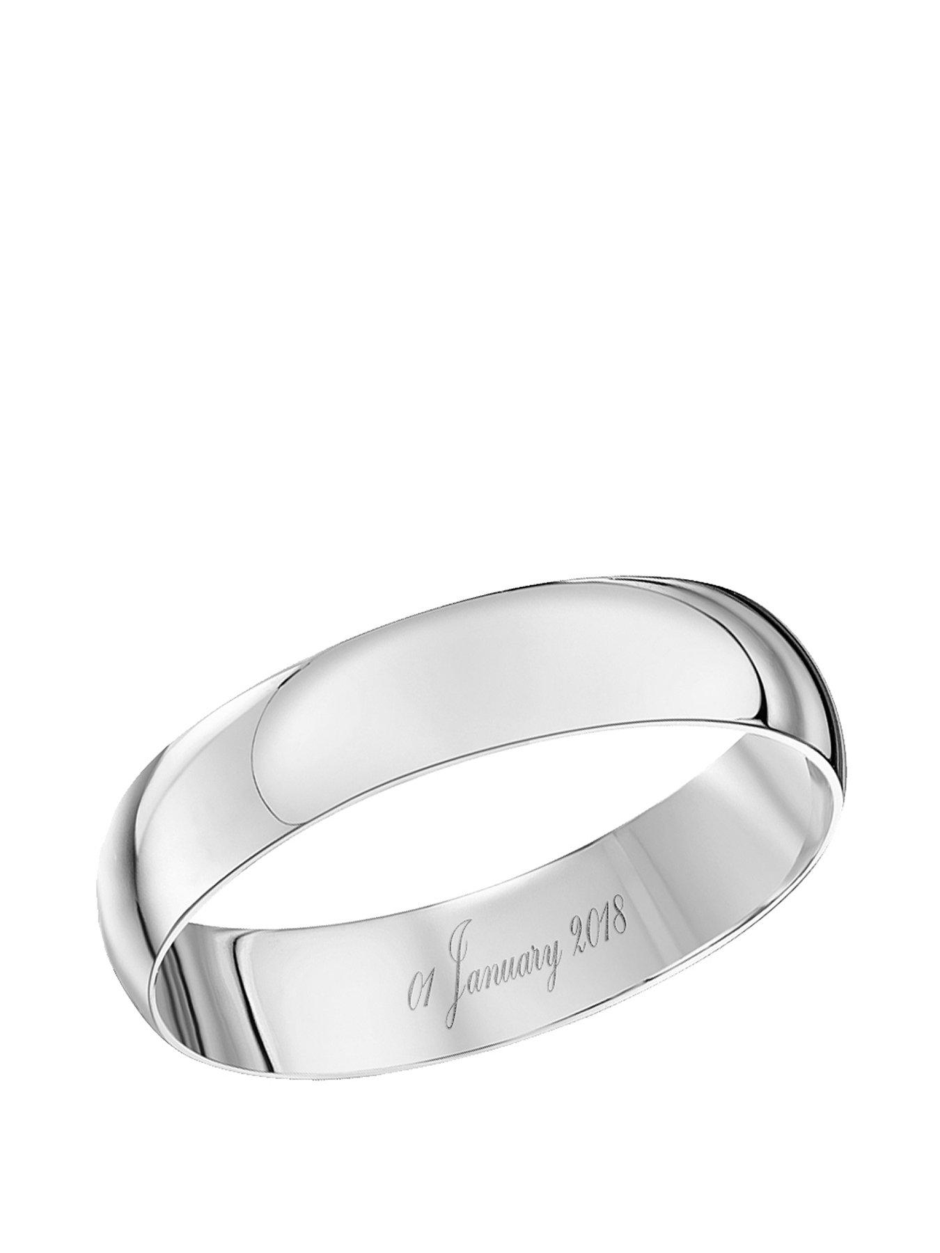 undefined Personalised 925 Sterling Silver Wedding Band 4mm