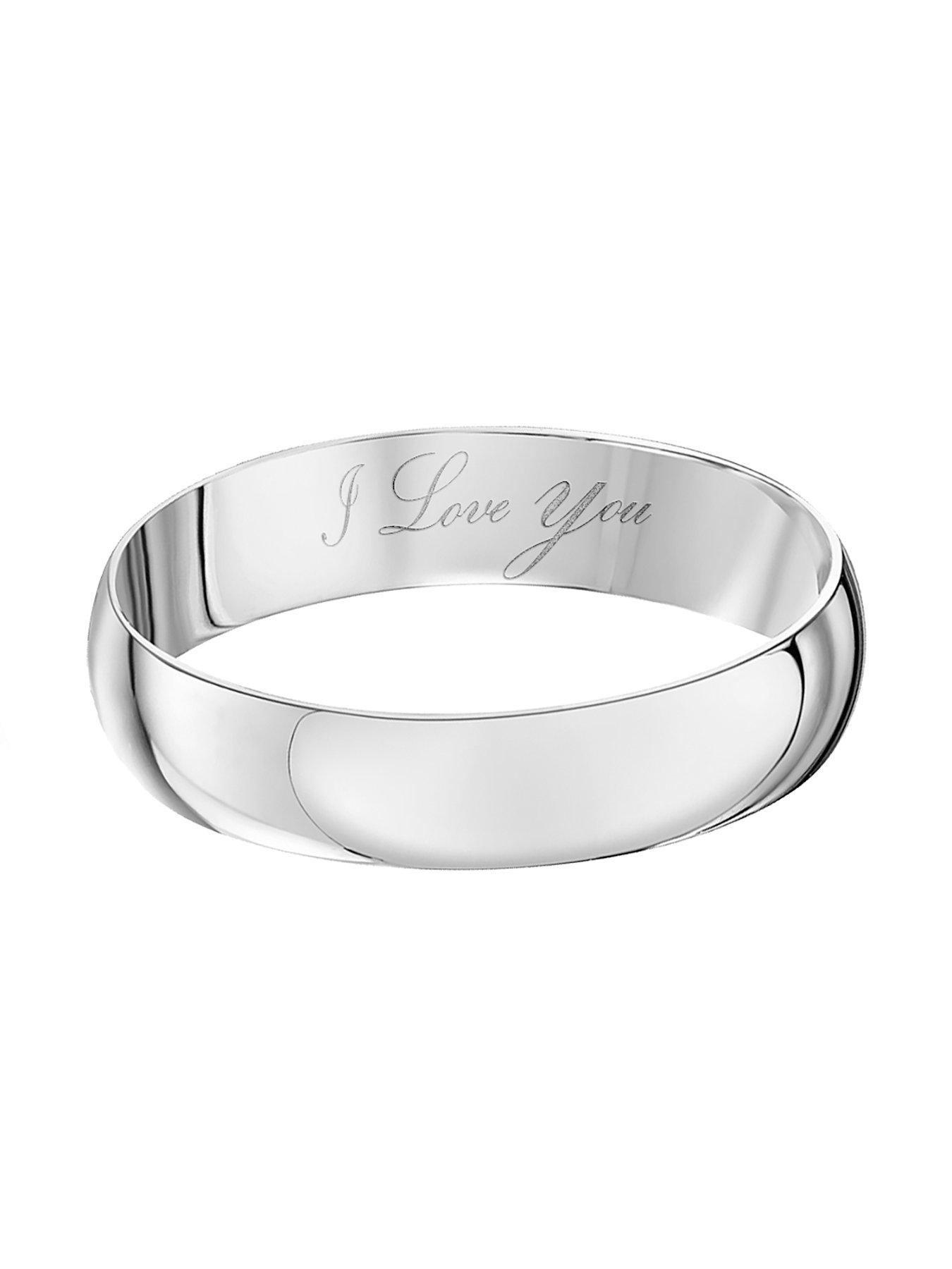 Image 4 of 6 of The Love Collection Personalised 925 Sterling Silver Wedding Band 4mm