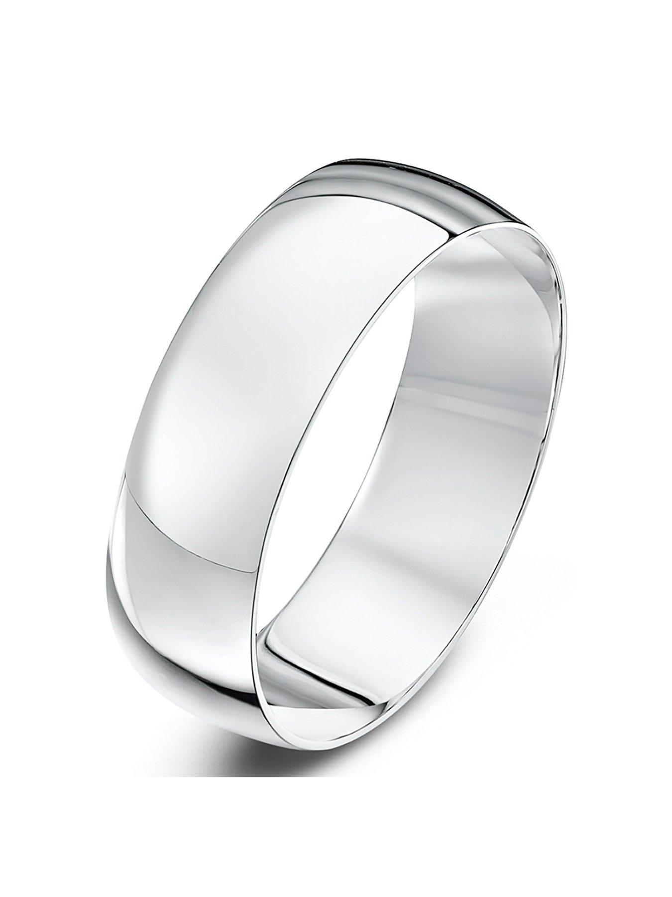 undefined Personalised 9ct White Gold D Shape Wedding Ring