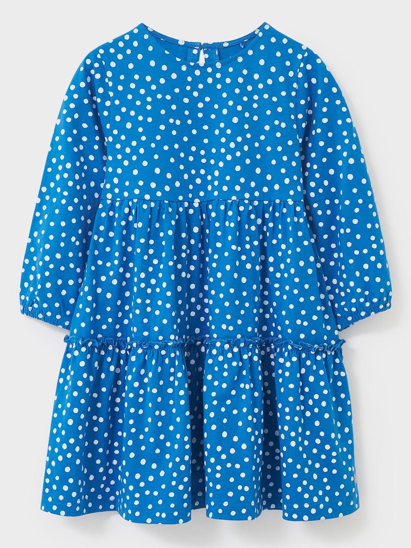 Girls Polka Dot Print Dress Blue