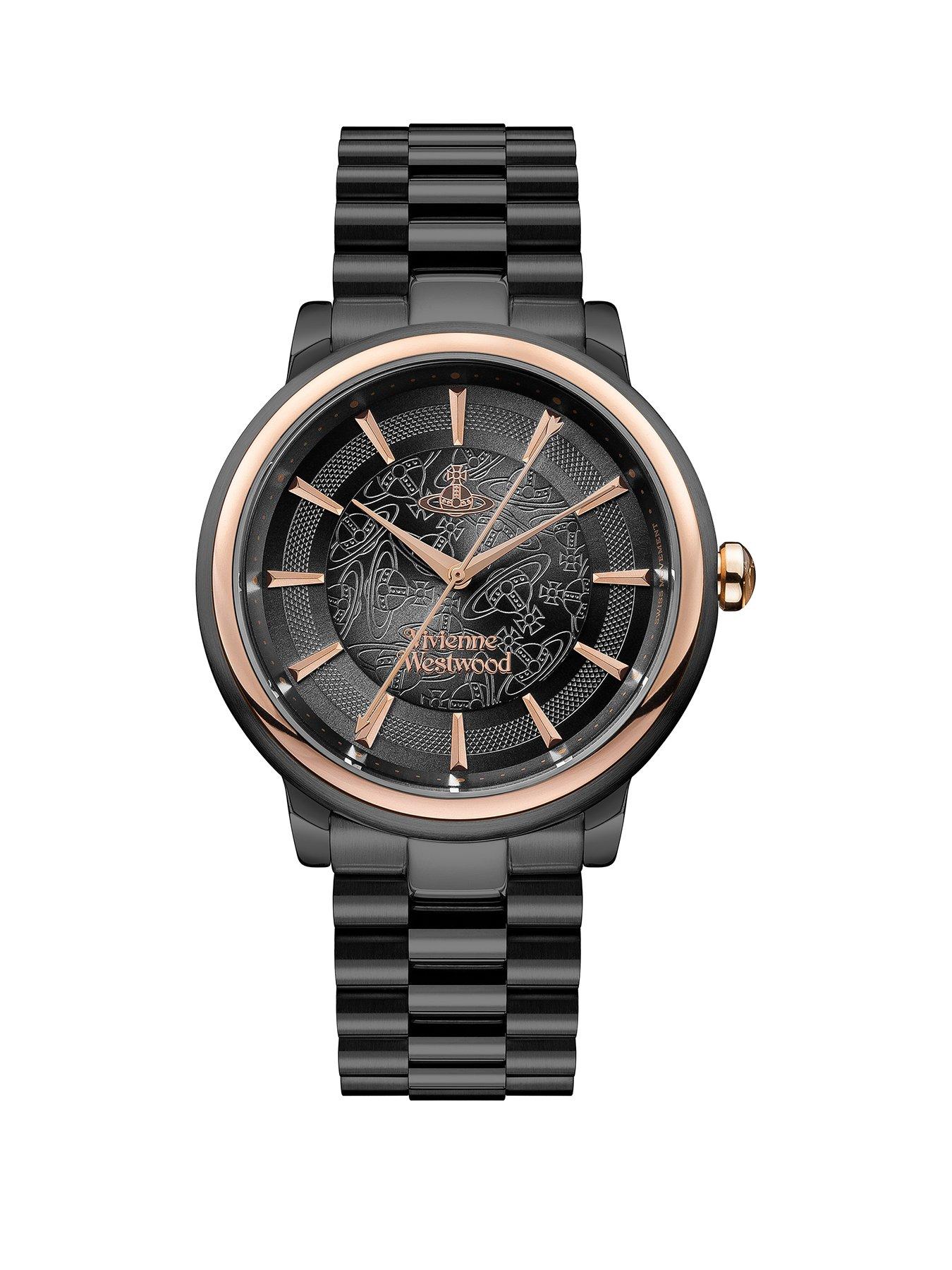  image of vivienne-westwood-ladies-shoreditch-ladies-quartz-watch-with-black-dial-stainless-steel-bracelet-vv196gngn
