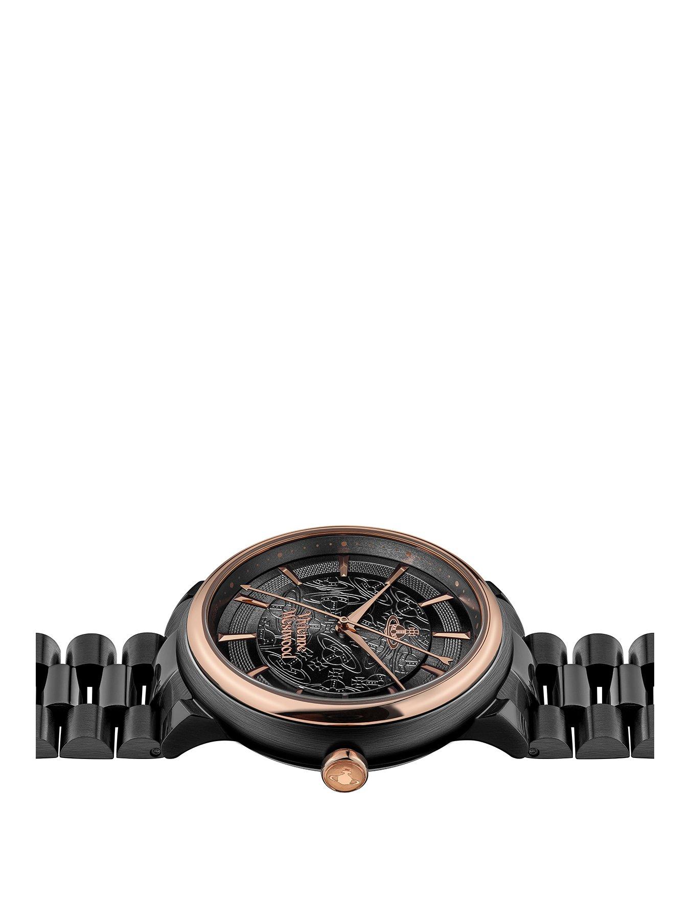 image of vivienne-westwood-ladies-shoreditch-ladies-quartz-watch-with-black-dial-stainless-steel-bracelet-vv196gngn