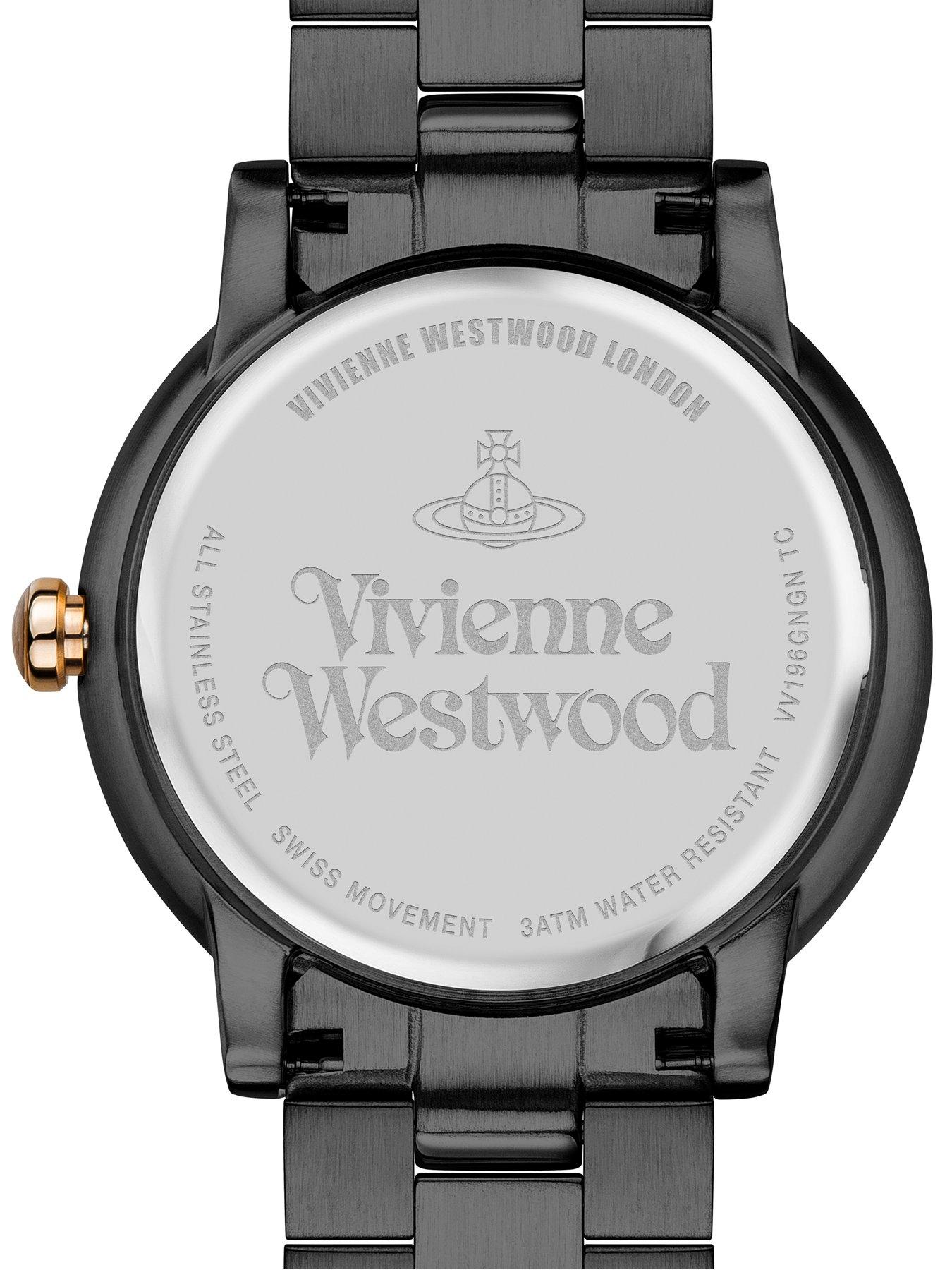  image of vivienne-westwood-ladies-shoreditch-ladies-quartz-watch-with-black-dial-stainless-steel-bracelet-vv196gngn