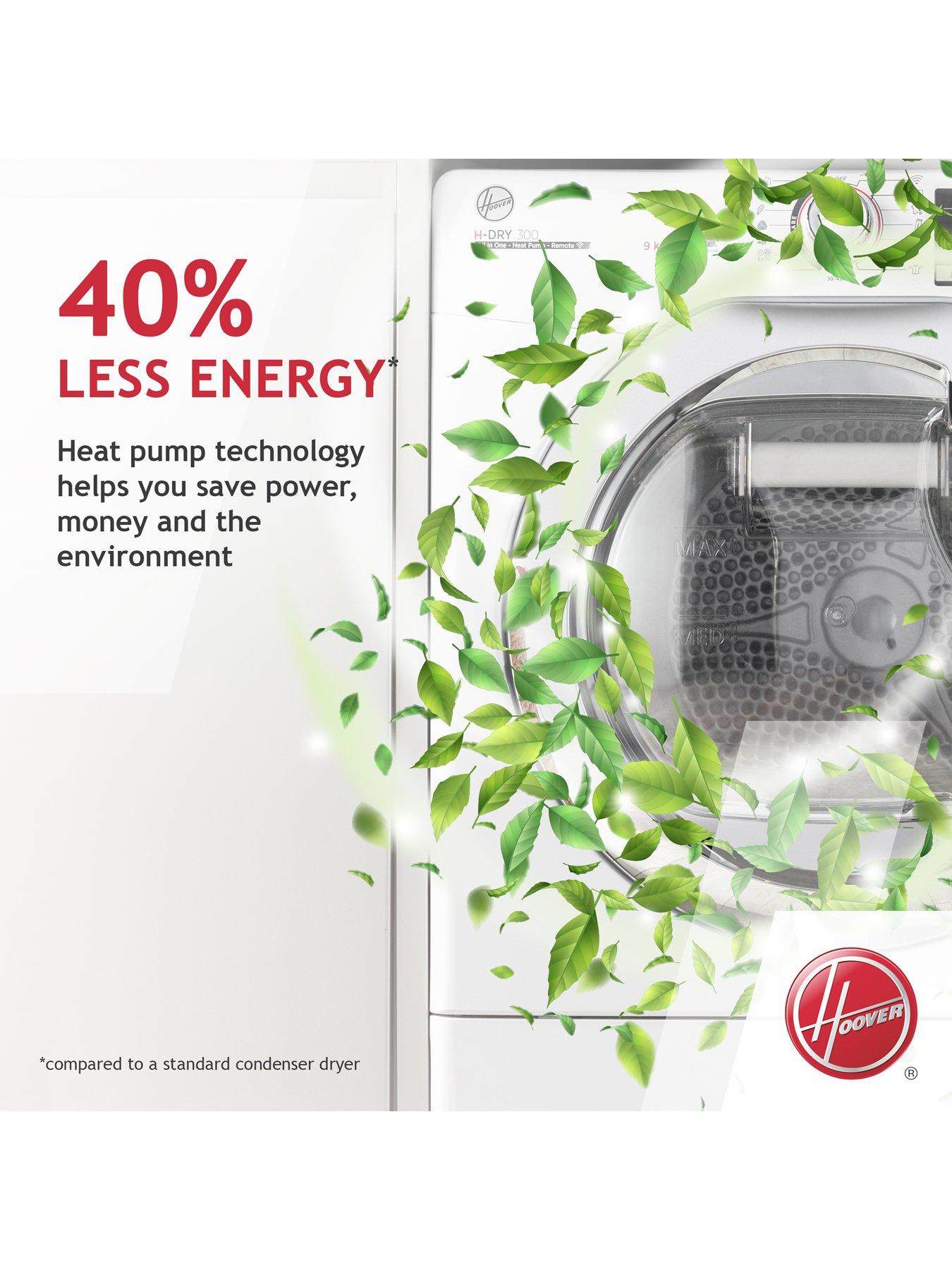 Image 4 of 8 of Hoover HLEH8A2DE Freestanding Heat Pump Tumble Dryer, A++, 8 kg Load -&nbsp;White