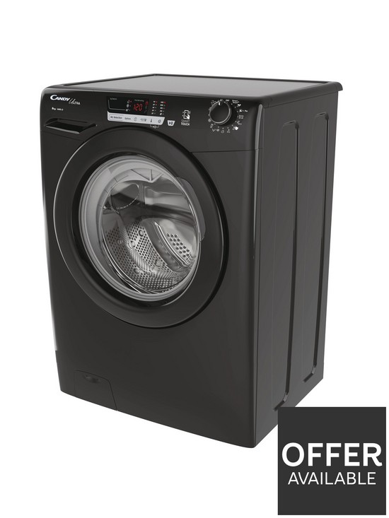 stillFront image of candy-ultra-hcu1482dbbe-freestanding-washing-machine-8kg-load-1400-rpm-android-app-enabled-eco-cycles-waterampenergy-auto-sensing--nbspblack