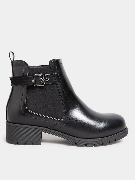 front image of yours-extra-wide-fit-buckle-ankle-boot-black