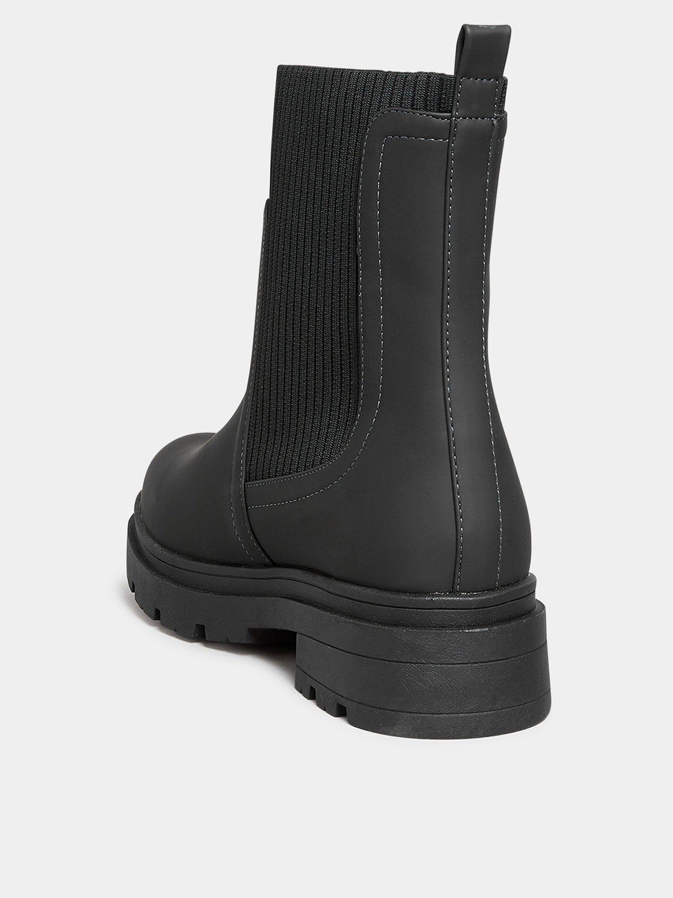 Image 2 of 4 of Yours Yours Extra-Wide Fit Sock&nbsp;Top Line Chelsea Boots - Black