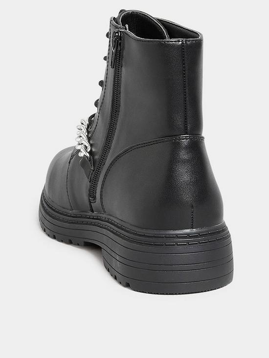 stillFront image of yours-extra-wide-fit-chunky-chain-lace-up-boot-black