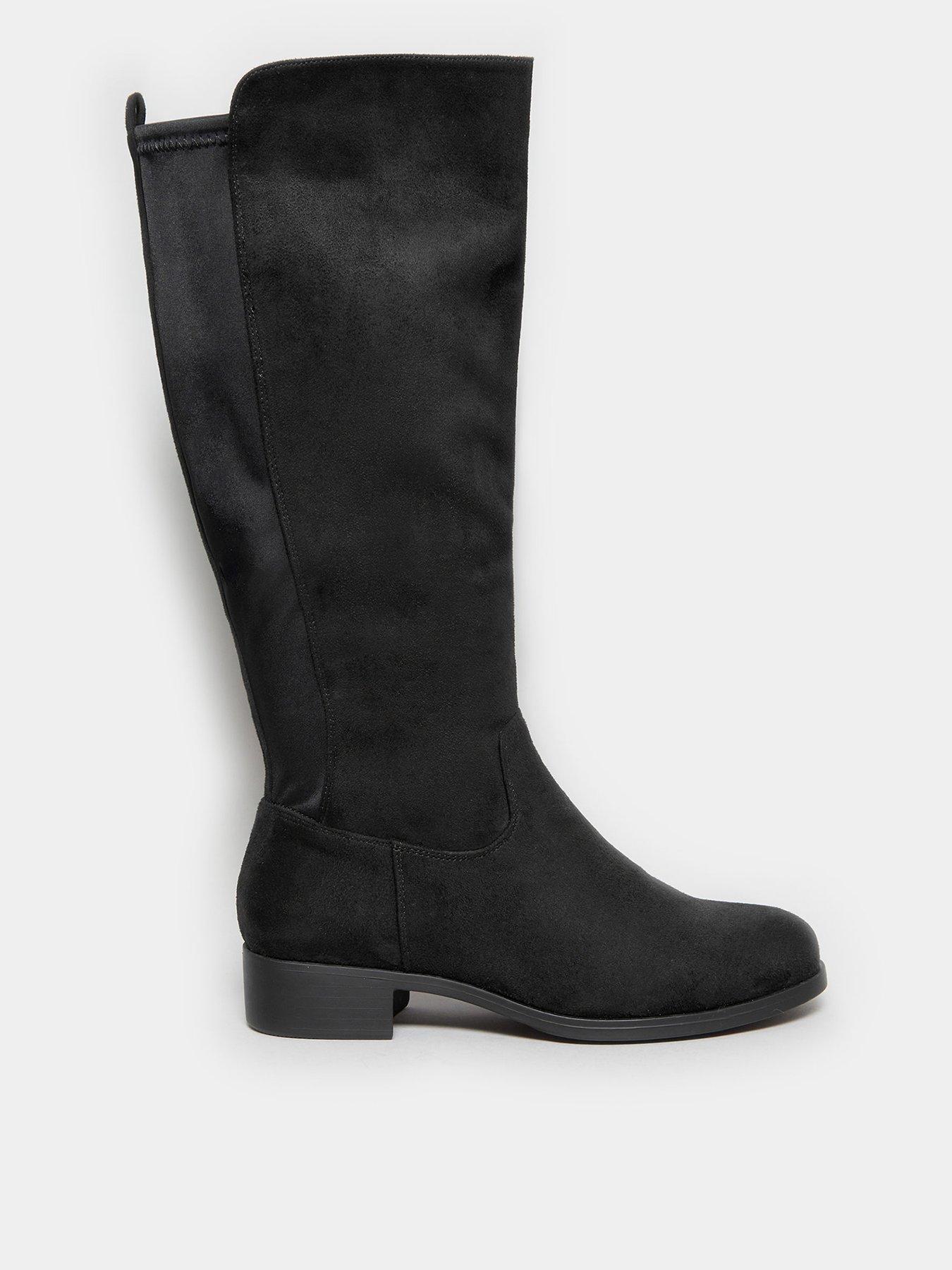 undefined Extra Wide Fit Stretch Knee Boot Micro Black