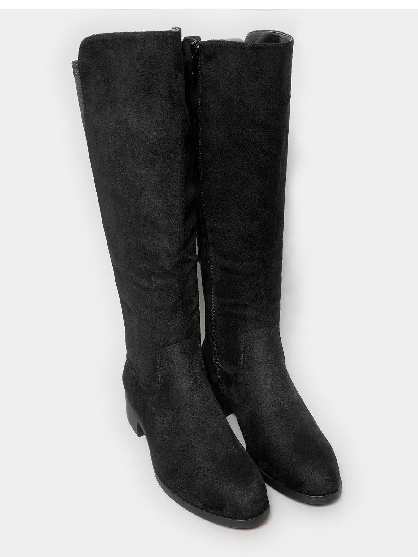 Image 4 of 4 of Yours Extra Wide Fit Stretch Knee Boot Micro Black