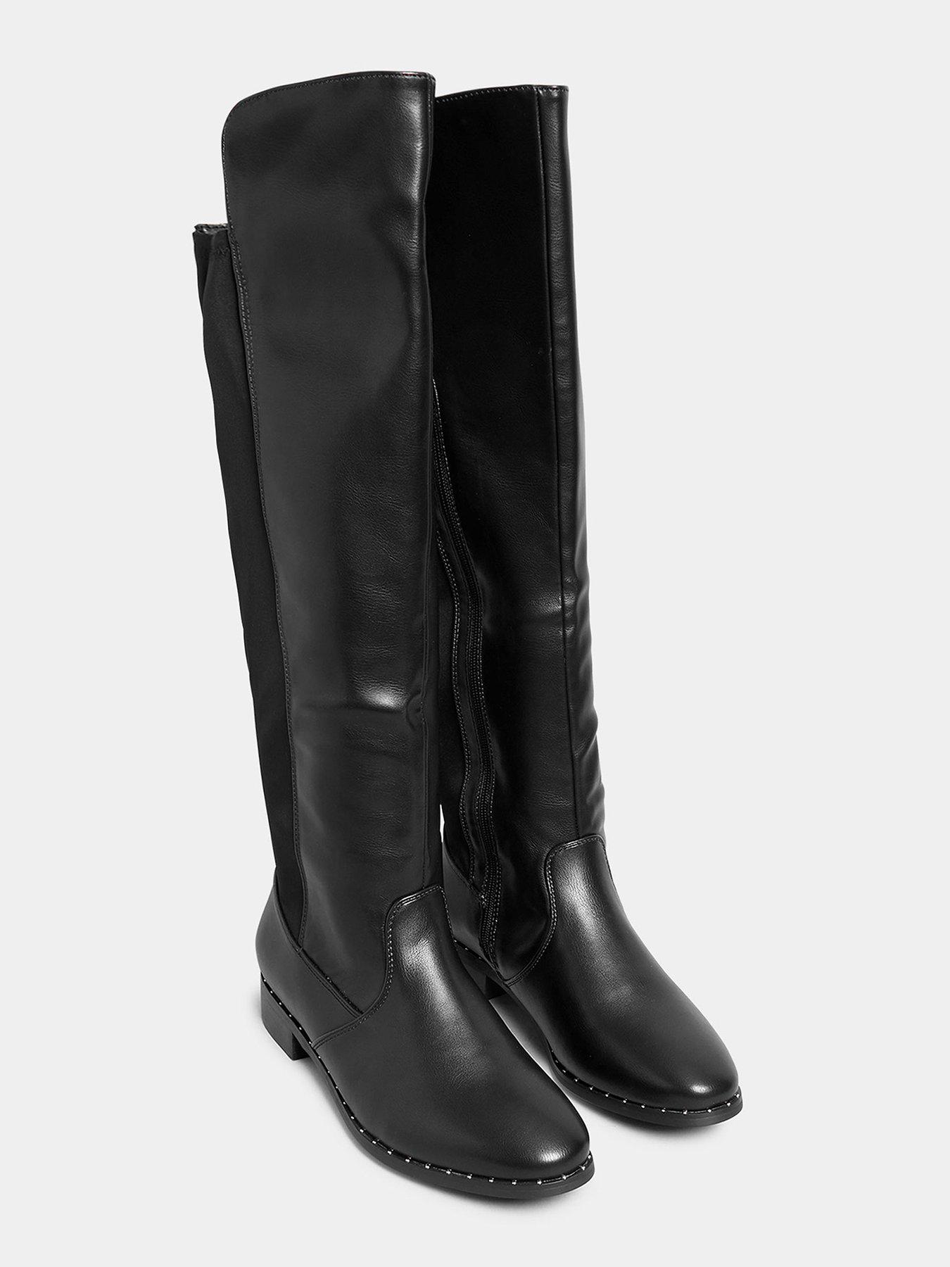  image of yours-extra-wide-fit-studded-rand-boot--black-pu