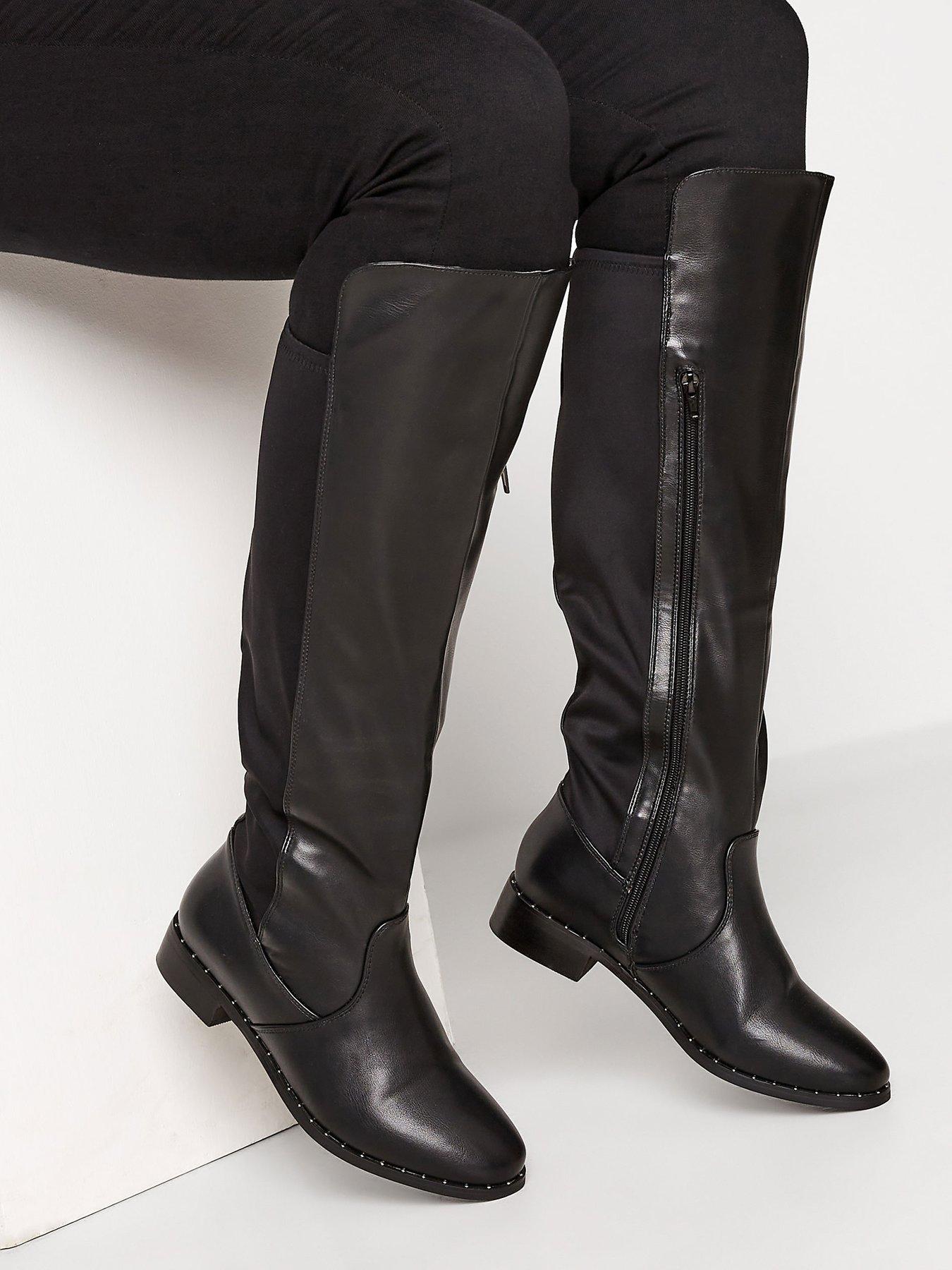  image of yours-extra-wide-fit-studded-rand-boot--black-pu