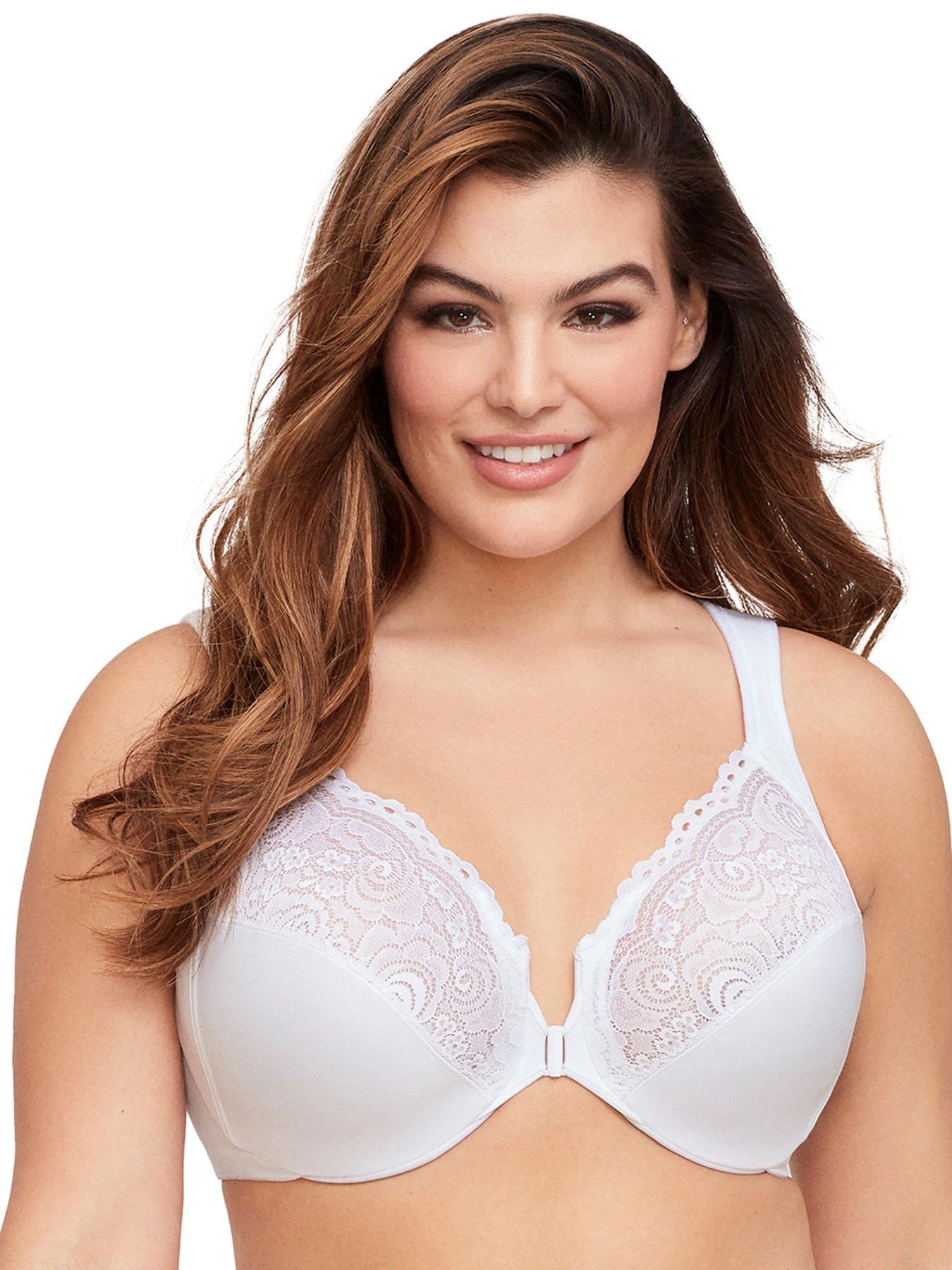 Collections Etc Lace Trim Front Hook Closure Polyester Bra