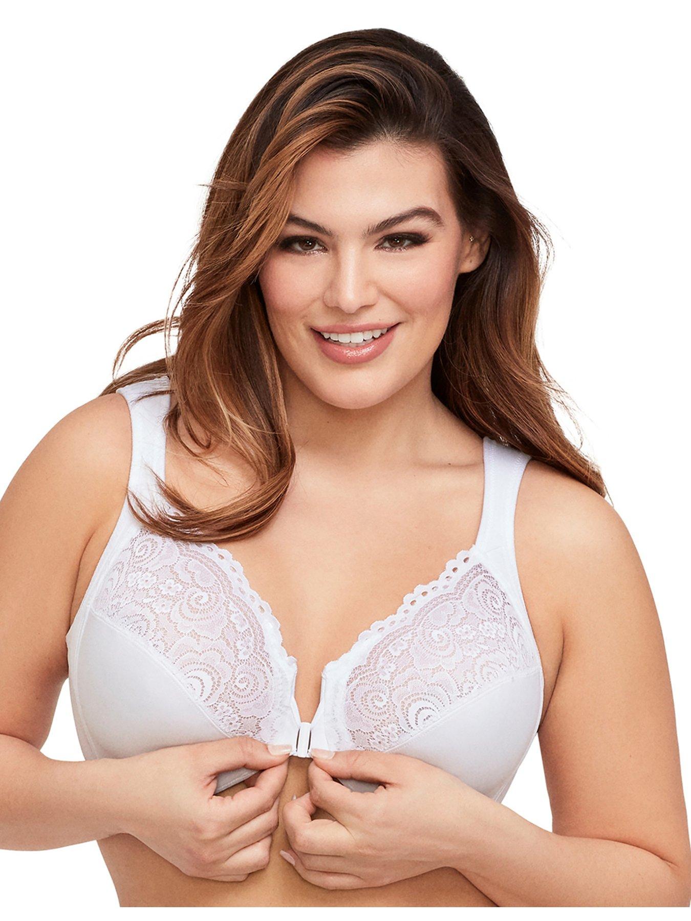 Camille Womens White Soft Cup Front Fastening Bra 34B : Camille:  : Fashion