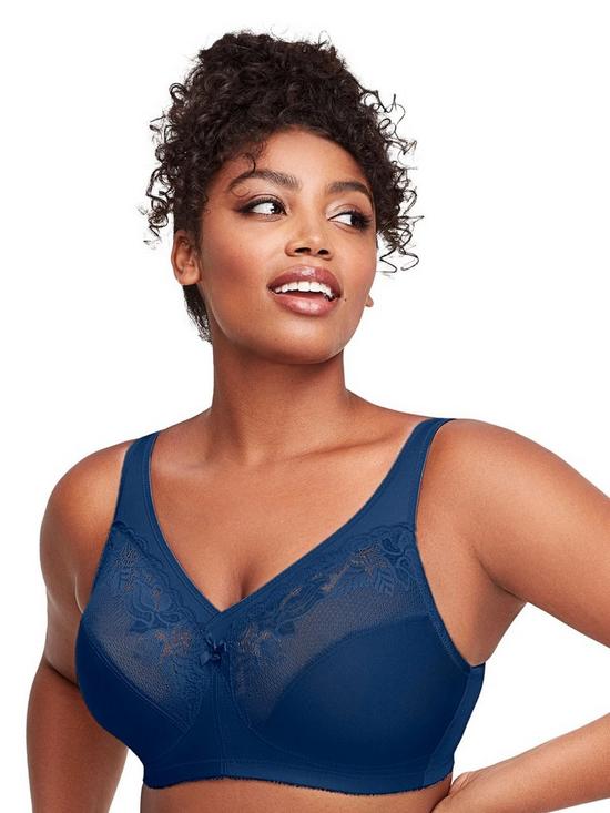 front image of glamorise-magiclift-non-wire-minimizer-bra-blue