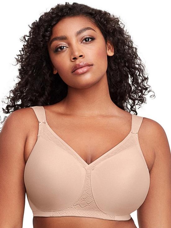 front image of glamorise-magiclift-non-wire-seamless-support-tshirt-bra-cafeacute-beige