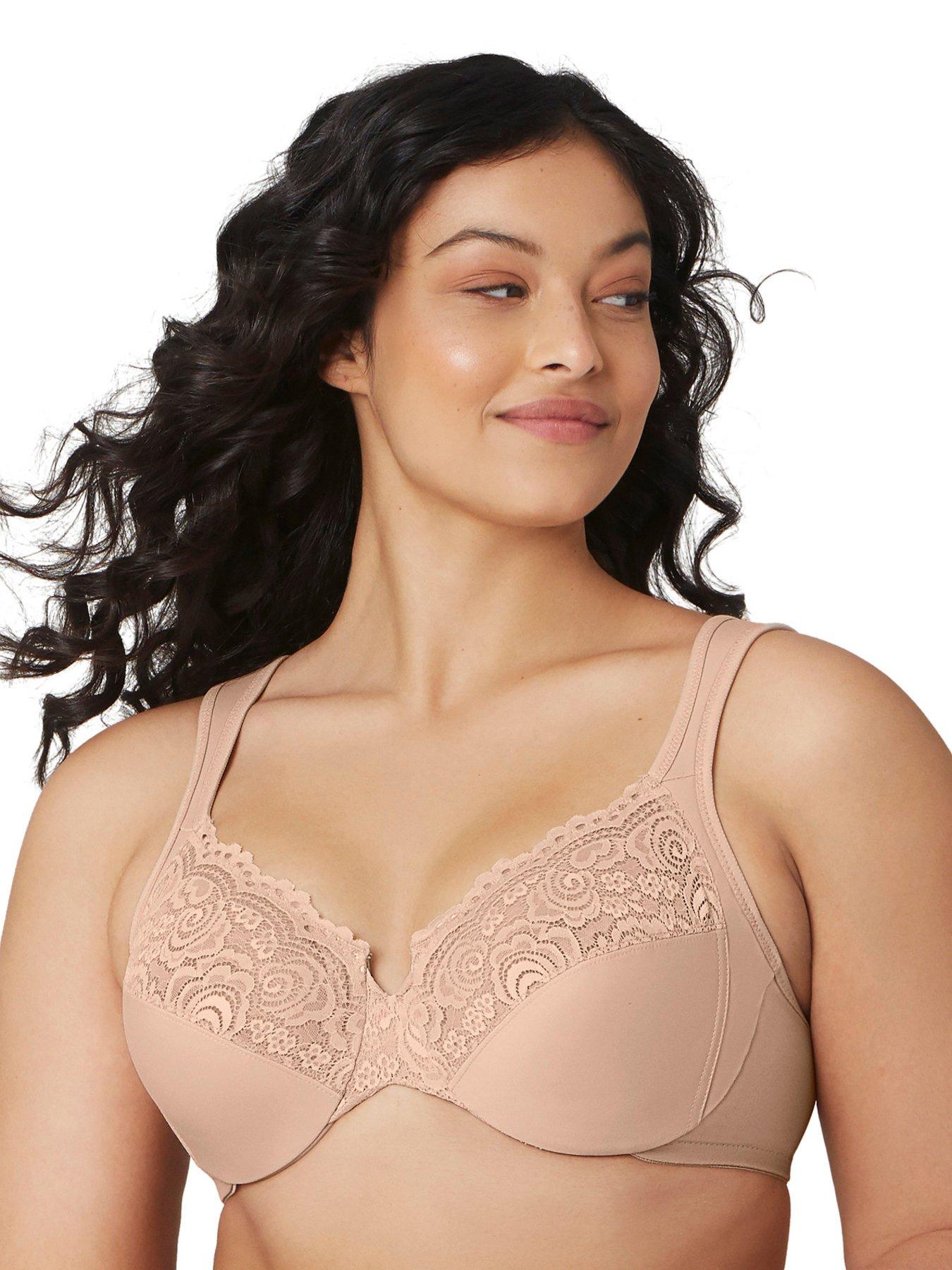 2pk Sheer Lace Bras Full Cup Underwired Non-Padded Multipack Grey or P