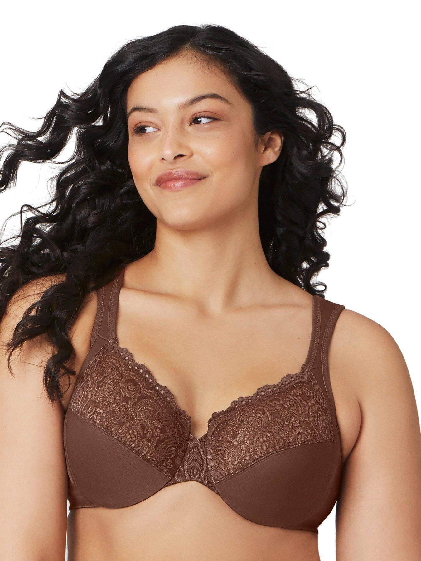 front image of glamorise-low-cut-wonderwire-lace-bra