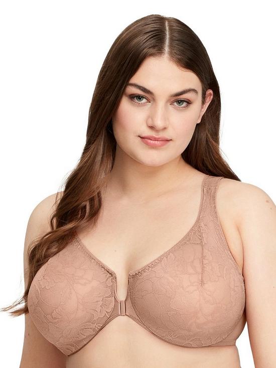 front image of glamorise-wonderwire-front-close-stretch-lace-bra