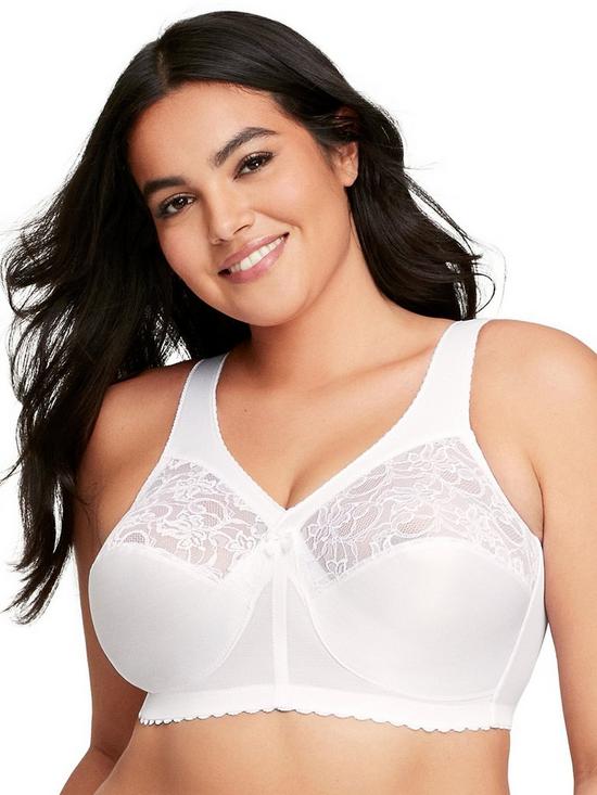 front image of glamorise-magiclift-non-wire-original-support-bra-white