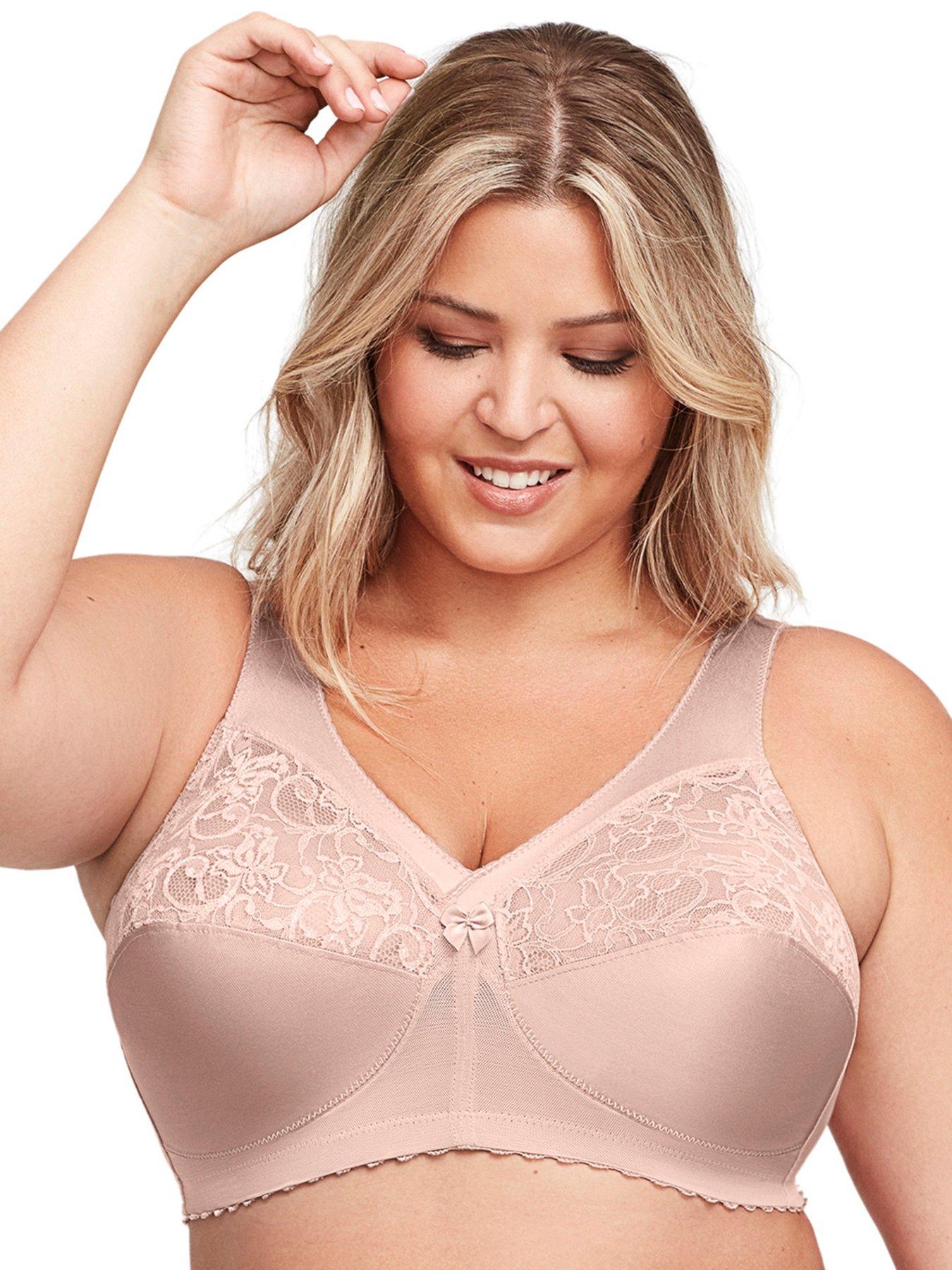 front image of glamorise-magiclift-non-wire-original-support-bra-skin-cream