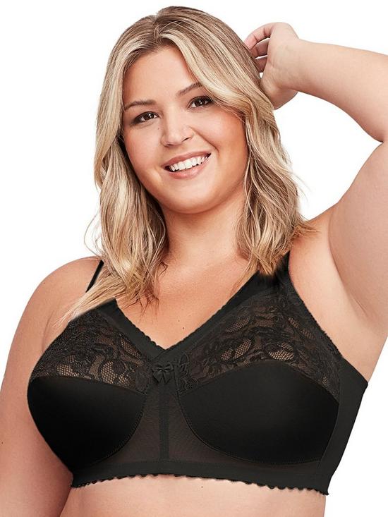 front image of glamorise-magiclift-non-wire-original-support-bra-black