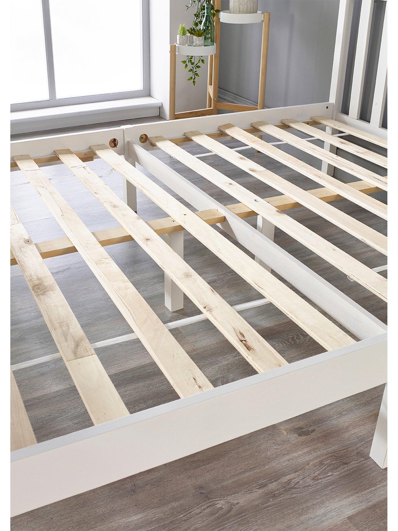  image of clayton-wooden-bed-frame-with-mattress-options-buy-amp-save-white