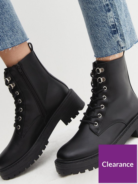 stillFront image of new-look-black-lace-up-chunky-biker-boots