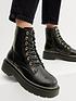  image of new-look-black-faux-croc-chunky-lace-up-boots