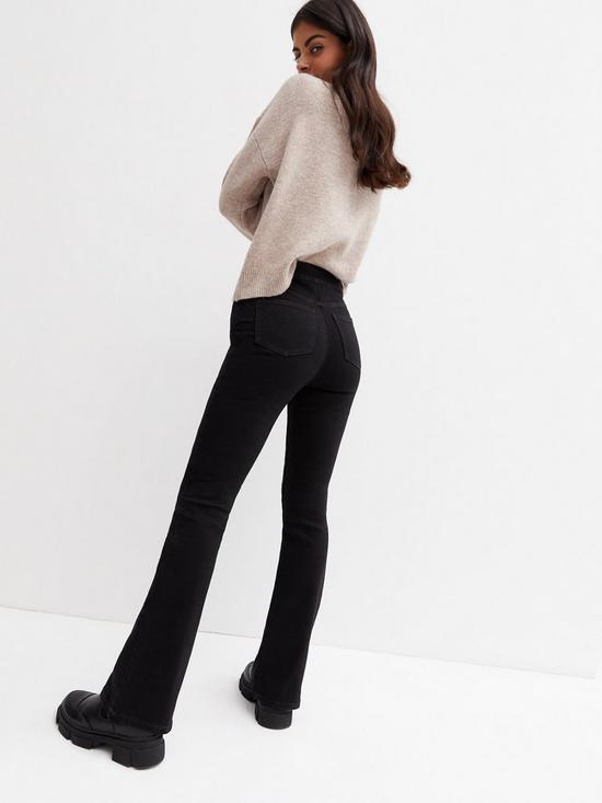 stillFront image of new-look-black-high-stretch-flare-jeans-black