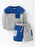  image of mini-v-by-very-boys-cut-and-sew-sweat-top-and-short-set-greyblue