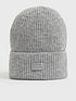  image of new-look-pale-grey-ribbed-knit-tab-front-beanie