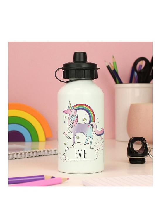 front image of the-personalised-memento-company-unicorn-water-bottle
