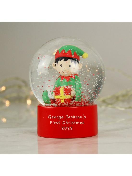 stillFront image of the-personalised-memento-company-elf-snow-globe