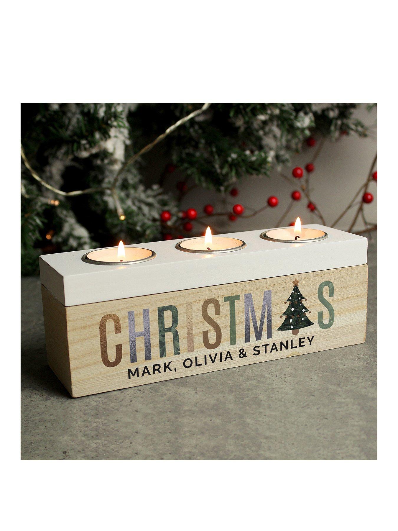 The Personalised Memento Company Christmas Tripple Tea Light Holder