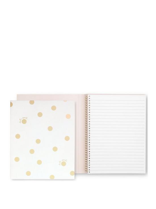 front image of kate-spade-new-york-concealed-spiral-notebook-gold-dot-with-script