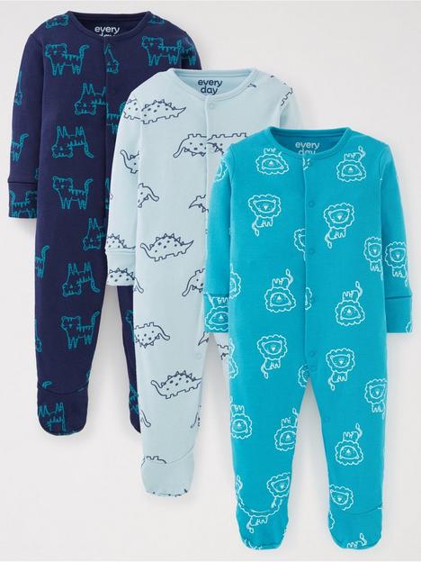 everyday-baby-boys-3-pack-animal-print-sleepsuit-light-bluebluenavy