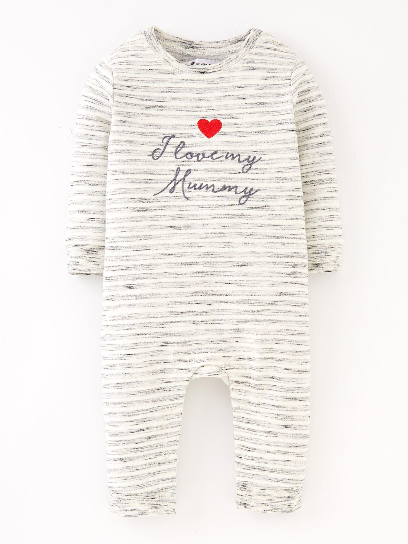 Image 1 of 4 of Mini V by Very Unisex I Love Mummy Romper - Grey