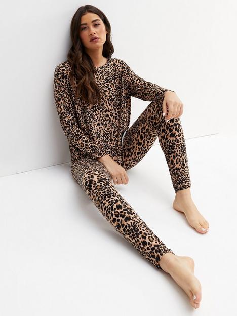new-look-animal-soft-touch-legging-set-brown-print