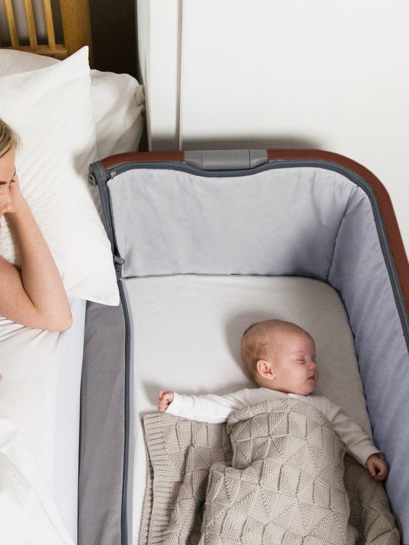Tutti Bambini CoZee Luxe Bedside Crib Walnut/Cream Littlewoods