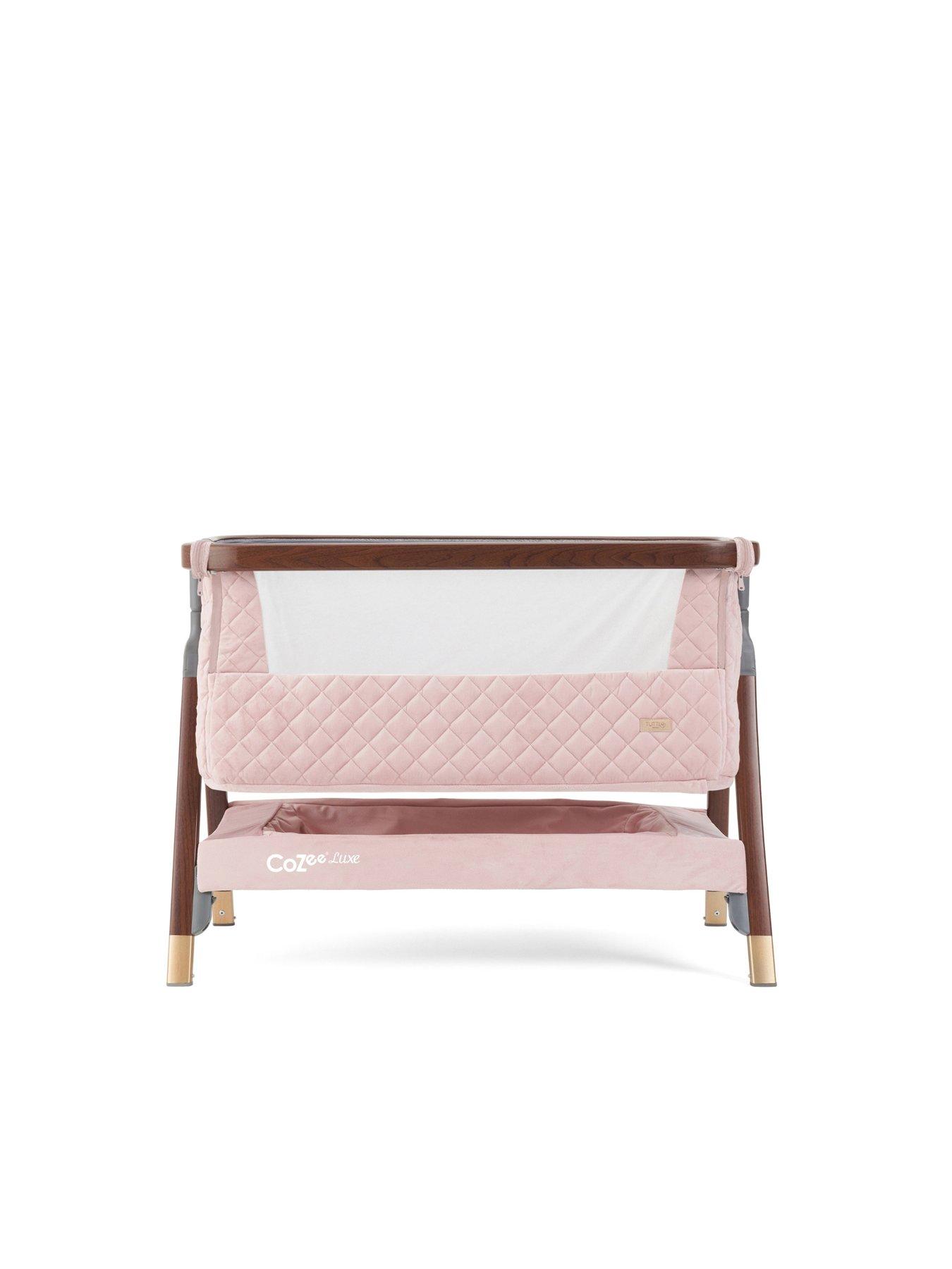 undefined CoZee Luxe Bedside Crib - Walnut/Blush