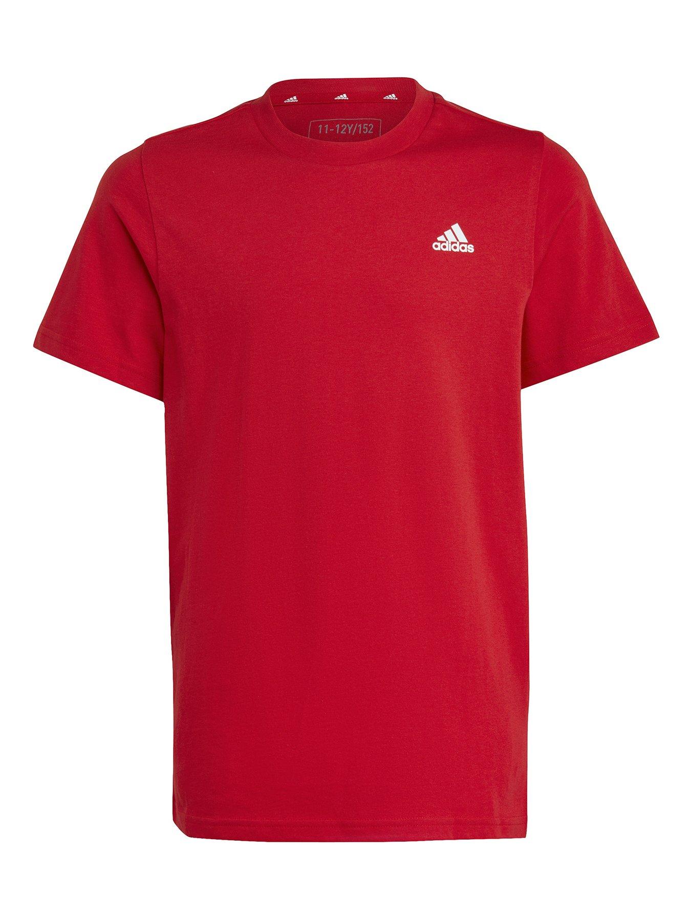  image of adidas-sportswear-unisex-junior-essentials-small-logo-tee-red