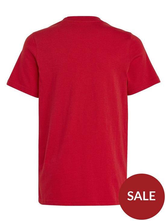 back image of adidas-sportswear-unisex-junior-essentials-small-logo-tee-red